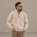 Beige Quarter Zipper